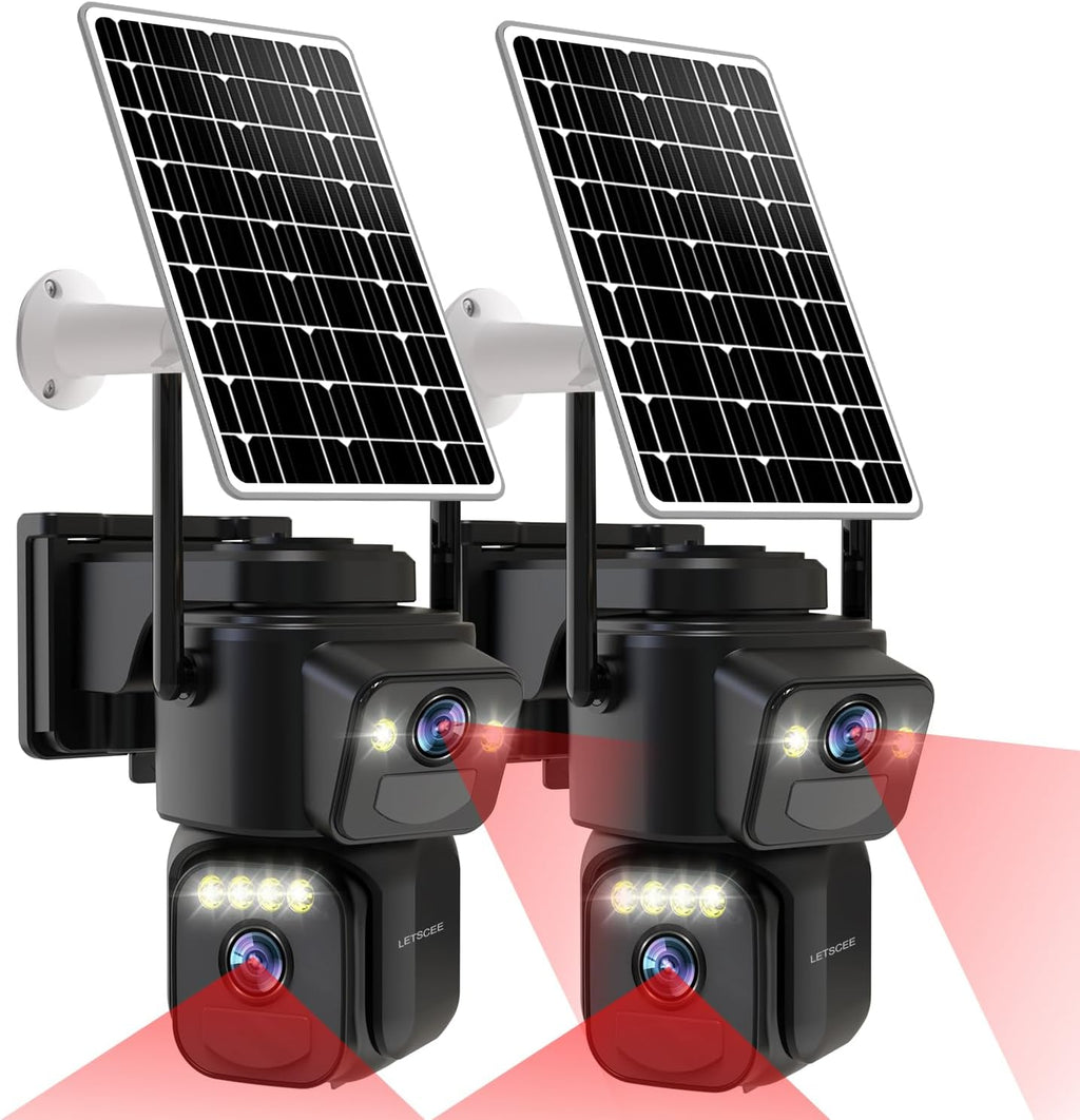 LETSCEE Security Cameras Outdoor WiFi,5G/2.4G Cameras for Home Security Solar Power with Dual Lens,Motion Detection,Night Vision,2-Way Audio,Weather Proof,No Subscription Fee