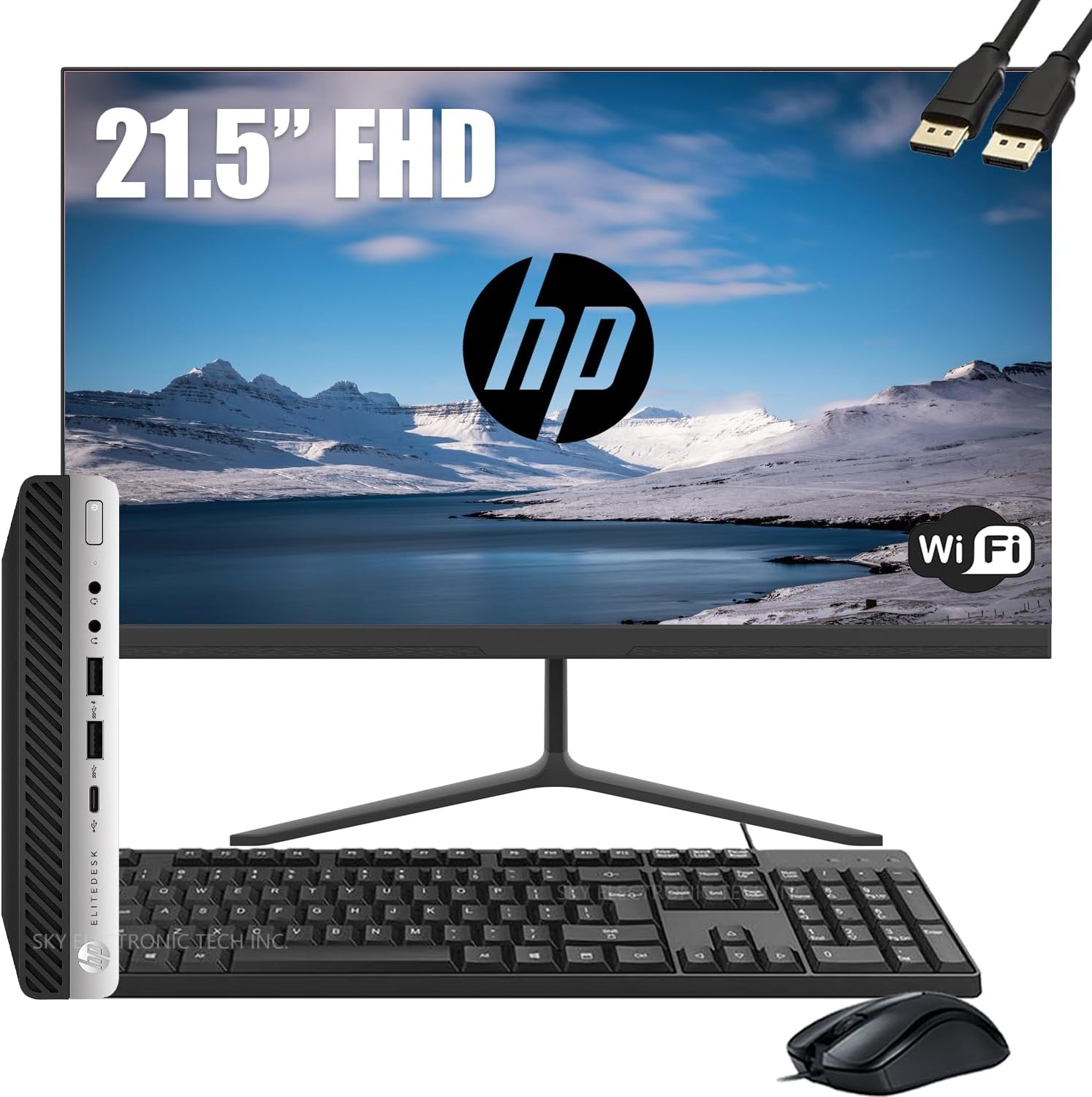 HP EliteDesk 800 G3 Mini Business Desktop Computer with 21.5' FHD Monitor PC Bundle, Intel Core i5-6500T, 16GB RAM, 512GB SSD, DP Cable, Keyboard & Mouse, Windows 11 Pro (Renewed)