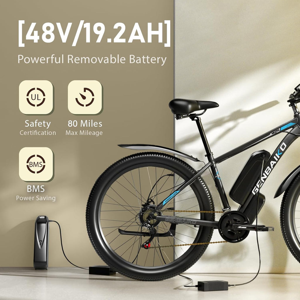 29' Electric Bike for Adults, Max 37MPH 2000W Peak 921.6WH Electric Mountain Bike, 80 Miles Ebike 21-Speed Gears, IP7 Waterproof E Bicycle E Bike for Commuter