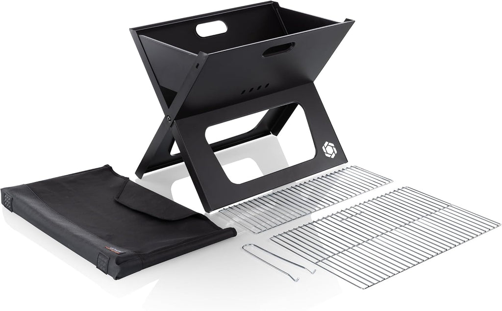 PICNIC TIME X-Grill 2.0 Portable Grill, Camping Charcoal BBQ for Tailgating, (Black)