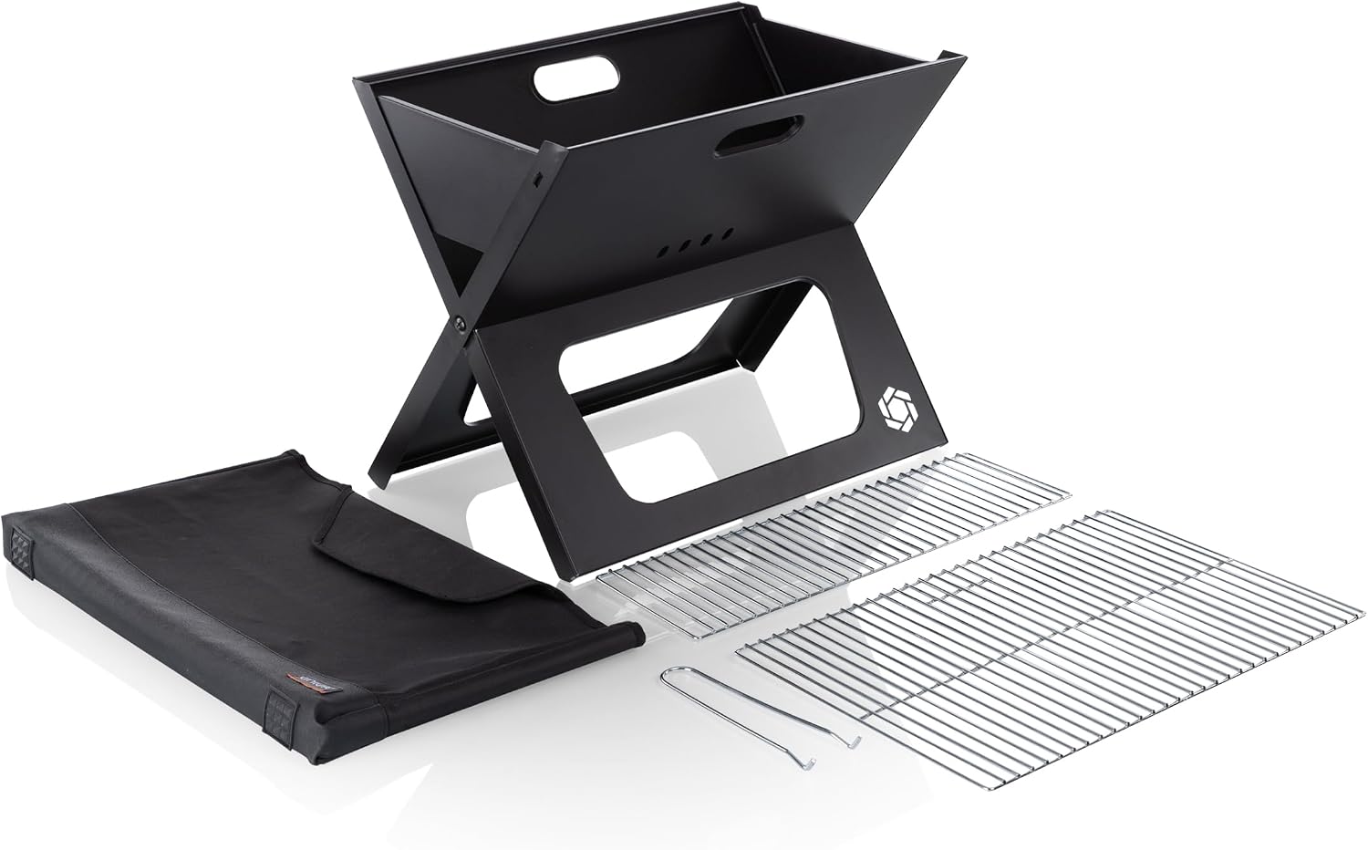 PICNIC TIME X-Grill 2.0 Portable Grill, Camping Charcoal BBQ for Tailgating, (Black)