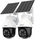 aosu 3K/5MP Solar Security Cameras System Wireless Outdoor, Battery Powered WiFi Camera for Home Security, Panoramic PTZ, Auto Tracking, Human/Vehicle Detection, Color Night Vision (2 Pack)