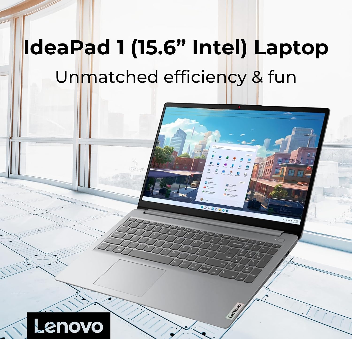Lenovo IdeaPad 1 Student Laptop, 15.6' FHD Display, Intel Dual Core Processor, 12GB RAM, 256GB SSD + 128GB eMMC, 1 Year Office 365, Wi-Fi 6, SD Card Reader, W11H, Grey, Additional 1 Yr ADP