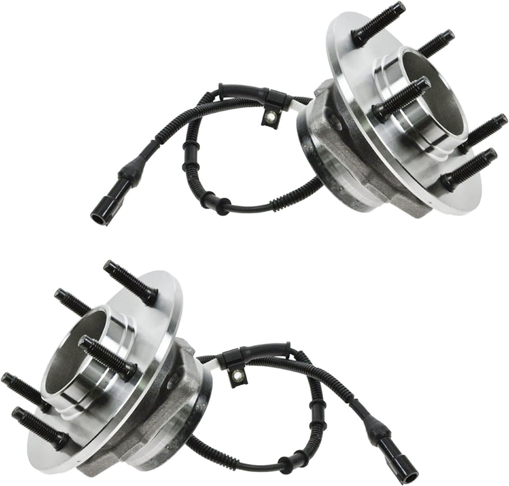 TRQ 2 Piece Front Wheel Bearing & Hub Assembly Set 4WD Compatible with 1997-2000 Ford F-150