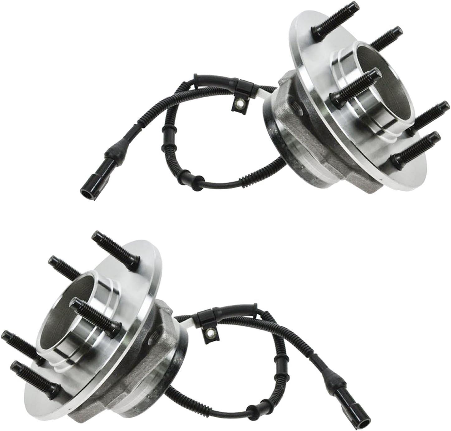 TRQ 2 Piece Front Wheel Bearing & Hub Assembly Set 4WD Compatible with 1997-2000 Ford F-150