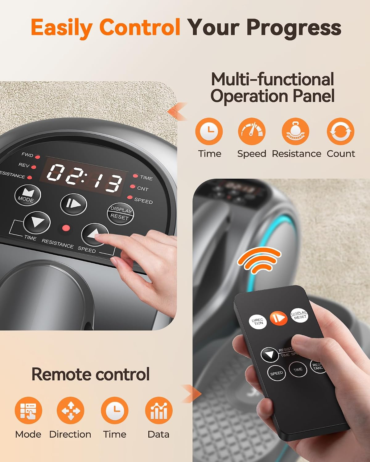 YOSUDA Under Desk Elliptical,Elliptical for Seniors Fully Assembled,Quiet & Portable Electric Seated Pedal Exerciser with 10 Level Resistances & Speeds,Remote Control