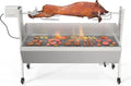 ROVSUN 46' Rotisserie Grill Kit, Pig Lamb Spit Roaster Stand Electric Rotisserie Grill 176 Lbs Capacity w/Wind Baffle Lockable Wheels Adjustable Height, BBQ Spit Rod for Outdoor Party Camping