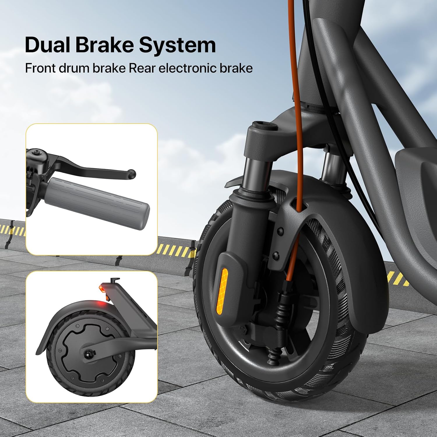 MEGAWHEELS Electric Scooter for Adults with Suspension, 8.5/10in Vacuum Tires, 14/19/28/31Miles, 15MPH Max Speed, Turn Lights, Foldable Electric Scooter for Commuter