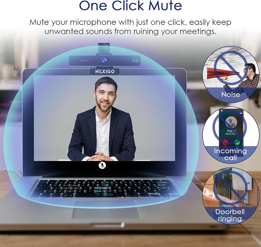 Zoom Certified, NexiGo N950P 4K Zoomable Webcam with Remote Control, Sony_Starvis Sensor, 5X Digital Zoom, Pro Web Camera with Dual Stereo Mics, for Zoom Skype Teams Twitch