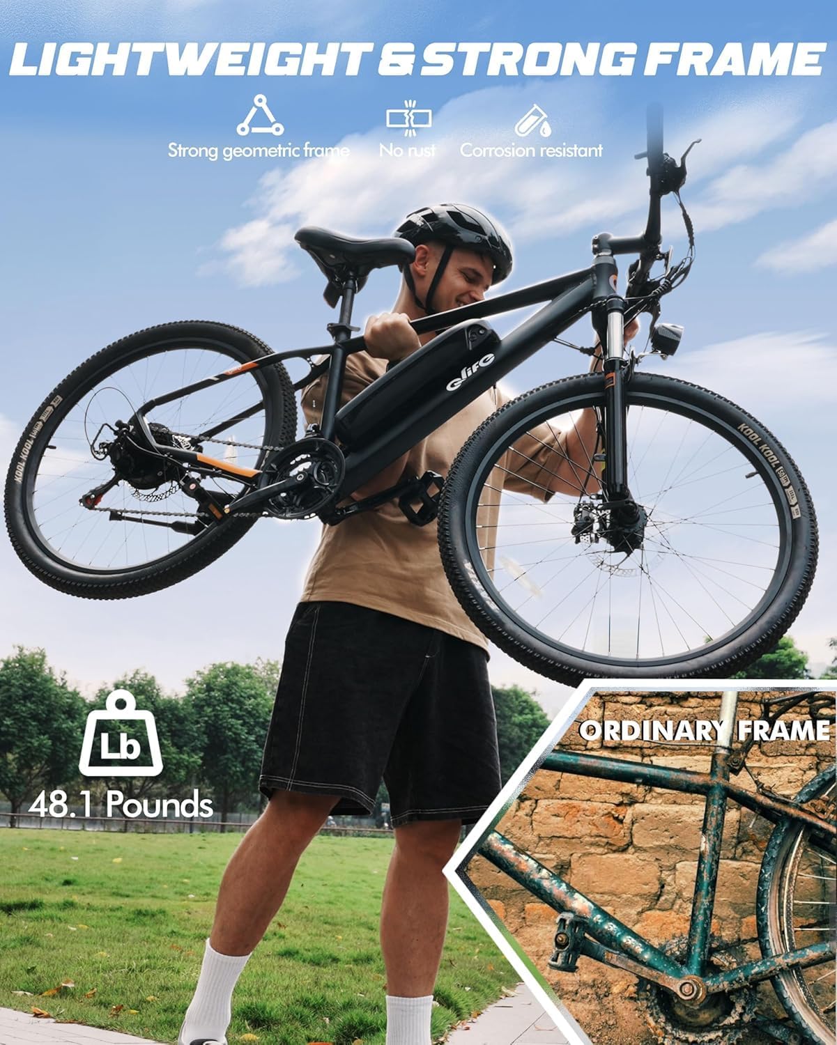 Qlife Racer Electric Bike for Adults - 21-Speed Mountain Lightweight Ebike with Peak 1000W/750W 25MPH/22MPH Brushless Motor, 375Wh Removable Battery, 26X2.1 Tire Step Over E-MTB, Up to 40 Miles