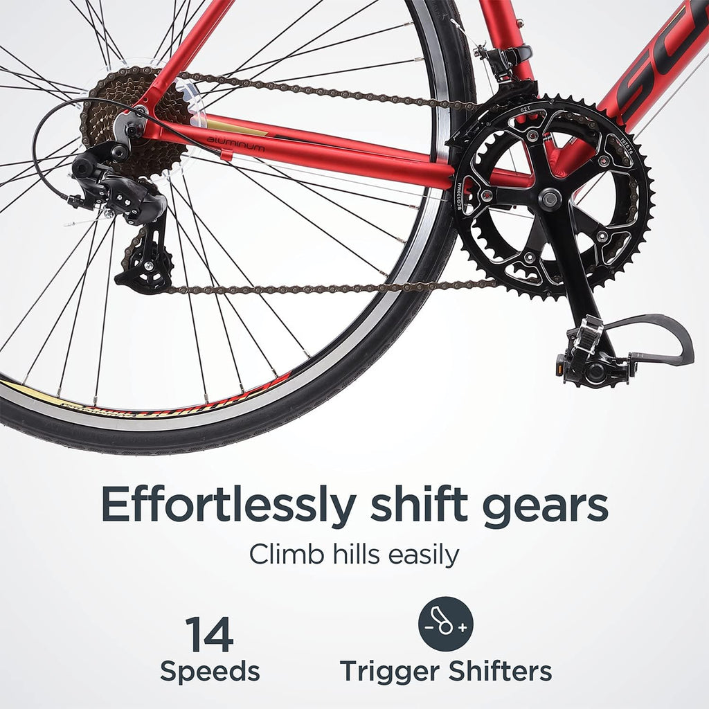Schwinn Volare 1300 Road Bike, 700c Mens and Womens Bike, 14-Speed Drop Bar Road Bicycle, Aluminum Frame, Sport Tires, Fitness Seat, Alloy Caliper Brakes, Adult Bicycle