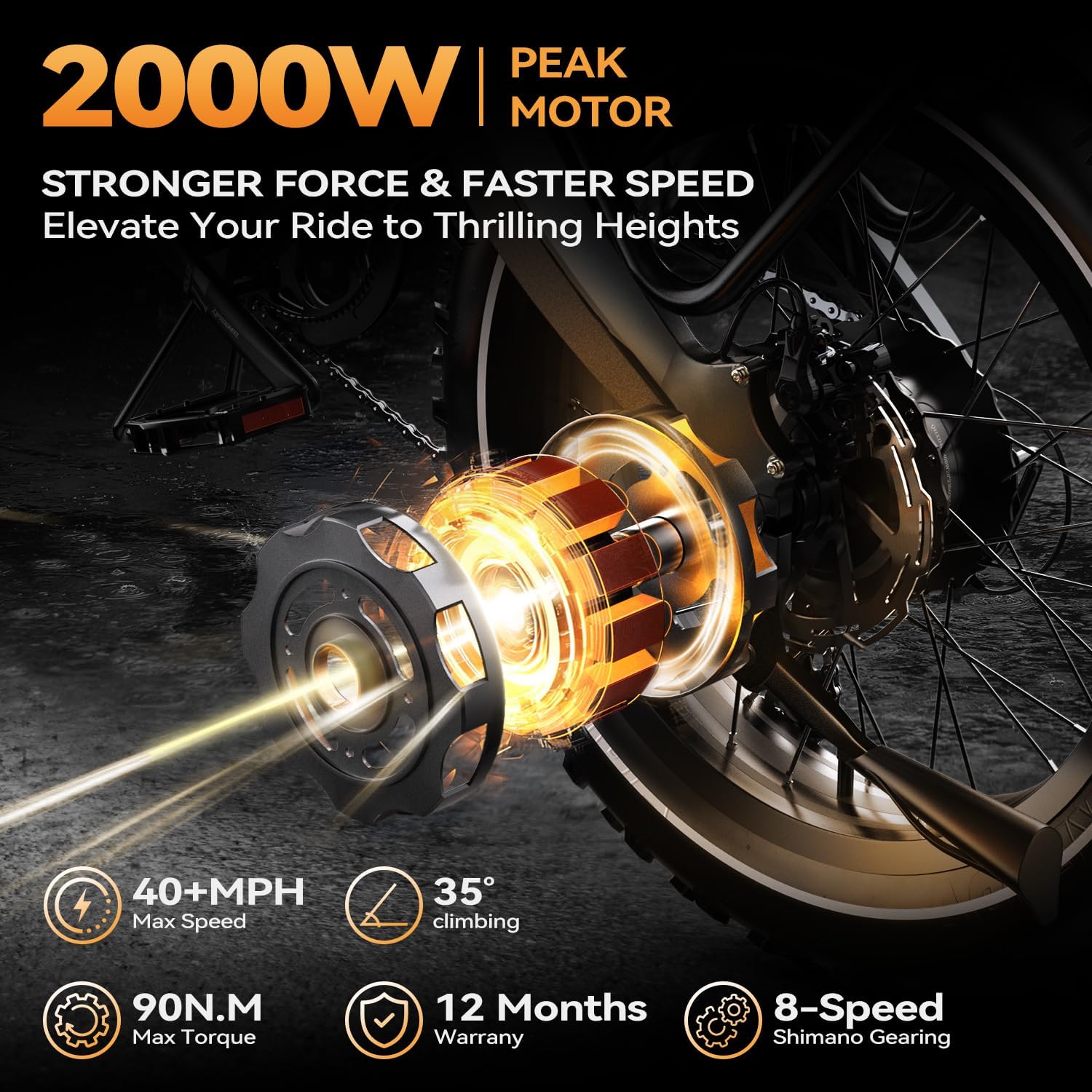 2000W/3000W Peak Motor Electric Bike for Adults, 48V/52V 25AH/30AH Battery Full Suspension Foldable Ebike, 20'x4.0' Fat Tires 35MPH Dirt Bike, 100/120 Miles Hydraulic Brake Magnesium Alloy Motorcycle