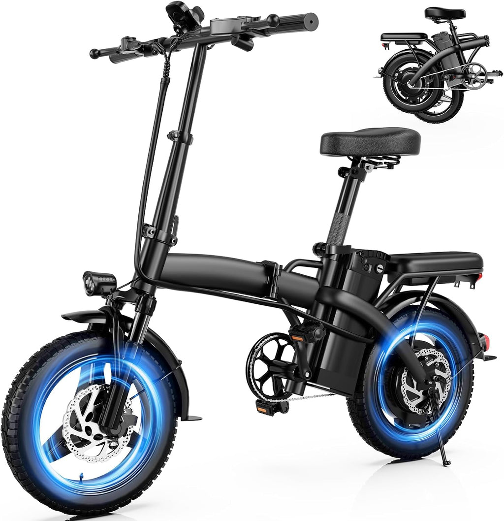 Folding Electric Bike for Adults & Commuters | 500W Motor 25MPh | 48V 12Ah Battery 35-Mile Range | 30° Hill Climb | 3-Level Pedal Assist | 14' Wheels Dual Disc Brakes | Ul 2849 Certified