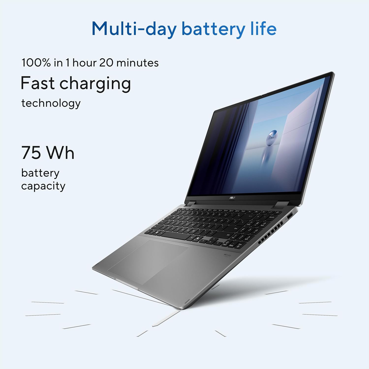 ASUS Vivobook 16 Flip Laptop, Copilot+ PC, 16' OLED 3K 120Hz Touch Display, Intel® Core™ Ultra 7 256V, Intel® Arc™ Graphics, 16GB Memory, 512GB SSD, Matte Gray, TP3607SA-DS74T
