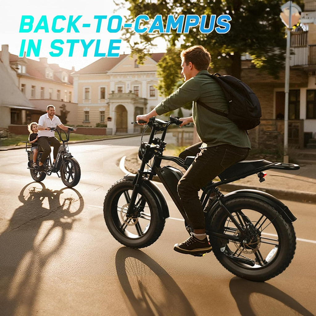 TST Electric Bike for Adults, 1500W Peak Motor 60/100 Miles Fat Tire Ebike with 48V 15Ah/25Ah Removable Battery 20' Fat Tire Electric Dirt Bike Full Suspension and 7-Speed