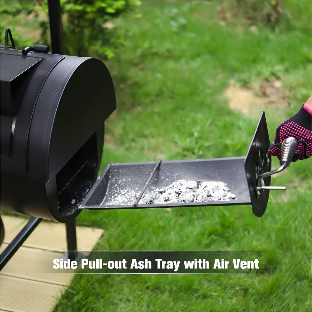 MFSTUDIO Heavy Duty Charcoal Wood Offset Outdoor Smoker Grill, Extra Large Charcoal Grill with Smoker Combo for BBQ Grilling, 941 SQ.IN.