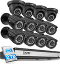 ZOSI 16CH 3K Lite Security Camera System with 2TB HDD,AI Human/Vehicle Detection,Night Vision,Remote Access,H.265+ 16 Channel 5MP Lite HD-TVI DVR with 12PCS 1080P Outdoor Indoor Surveillance Cameras