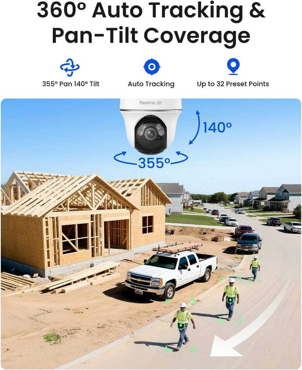 REOLINK 4K LTE Cellular Security Camera Wireless Outdoor, No WiFi 3G/4G Solar Powered, 360 Auto Tracking AI Detection, Color Night Vision, max. 512G Local Storage, SIM Card Included, Go PT Ultra+SP2