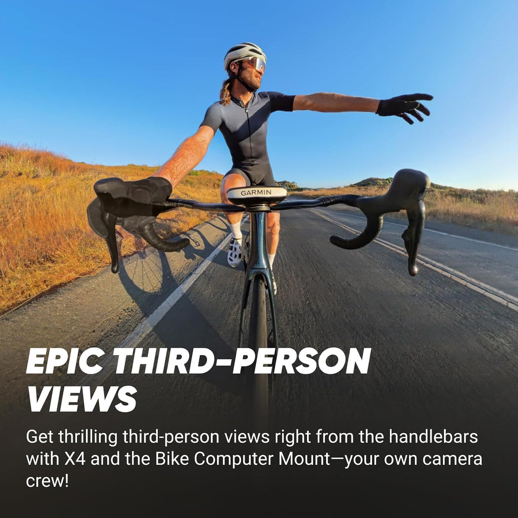 Insta360 X4 Road Cycling Bundle (Integrated) - Waterproof 8K 360 Action Camera, 4K Wide-Angle Video, Invisible Selfie Stick Effect, Removable Lens Guards, 135 Min Battery Life, AI Editing