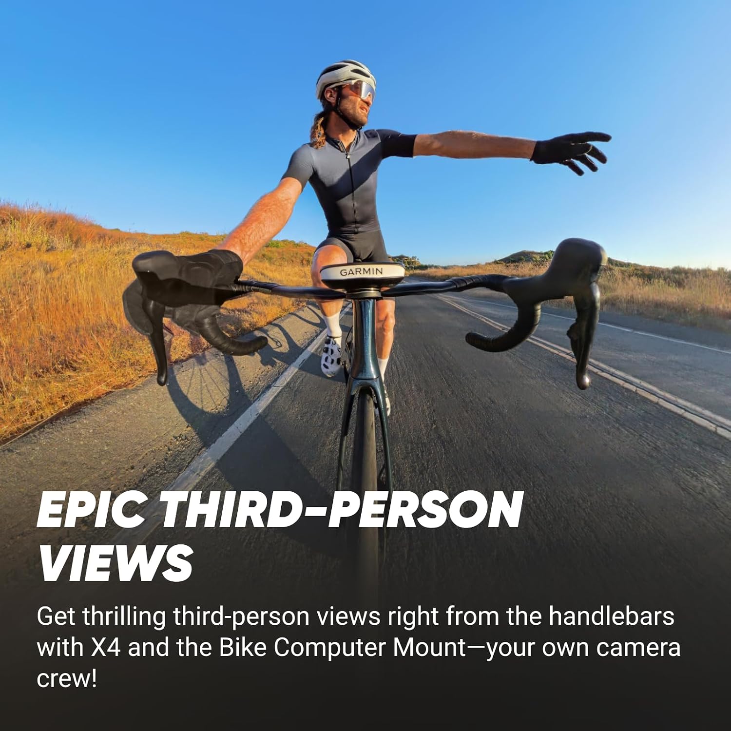 Insta360 X4 Road Cycling Bundle (Integrated) - Waterproof 8K 360 Action Camera, 4K Wide-Angle Video, Invisible Selfie Stick Effect, Removable Lens Guards, 135 Min Battery Life, AI Editing