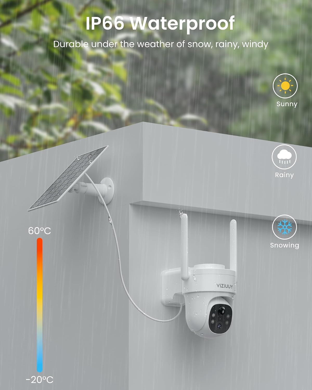 VIZIUUY Solar Security Cameras Wireless Outdoor 4 Pack, 3MP Security Cameras Wireless Outdoor, Pan Tilt 360°WiFi Camera with Color Night Vision/PIR Sensor/2-Way Audio/Alexa