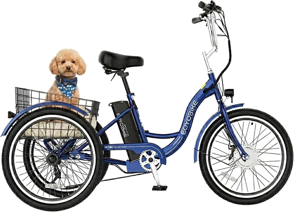 MOONCOOL Adult Electric Tricycle, 350W Front Drive Motor (Peak 700W), 15.5MPH E-Trike, Removable 36V 10.4Ah Battery, Max 60 Miles, 7-Speed 3 Wheel Electric Bike
