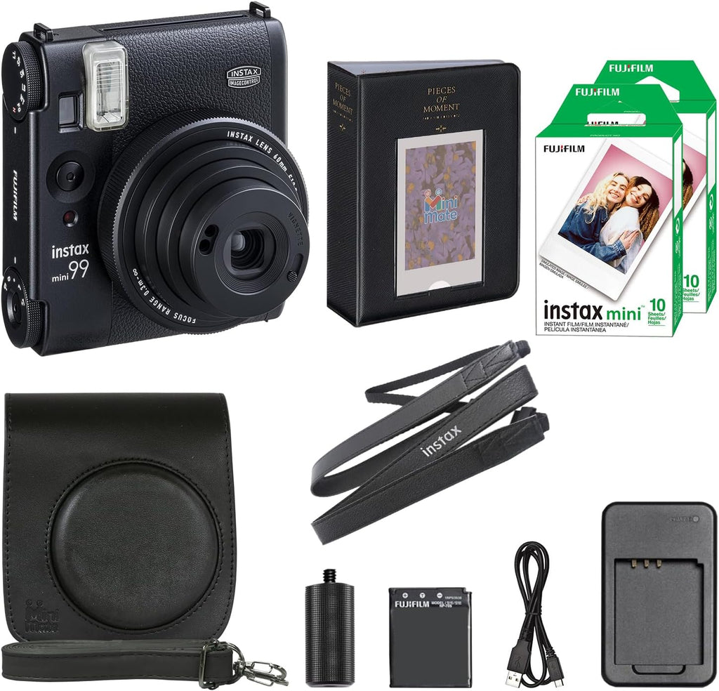 Fujifilm Instax Mini 99 Instant Camera with Carrying Case + Fuji Instax Film Value Pack (20 Sheets) Accessories Bundle (Black)