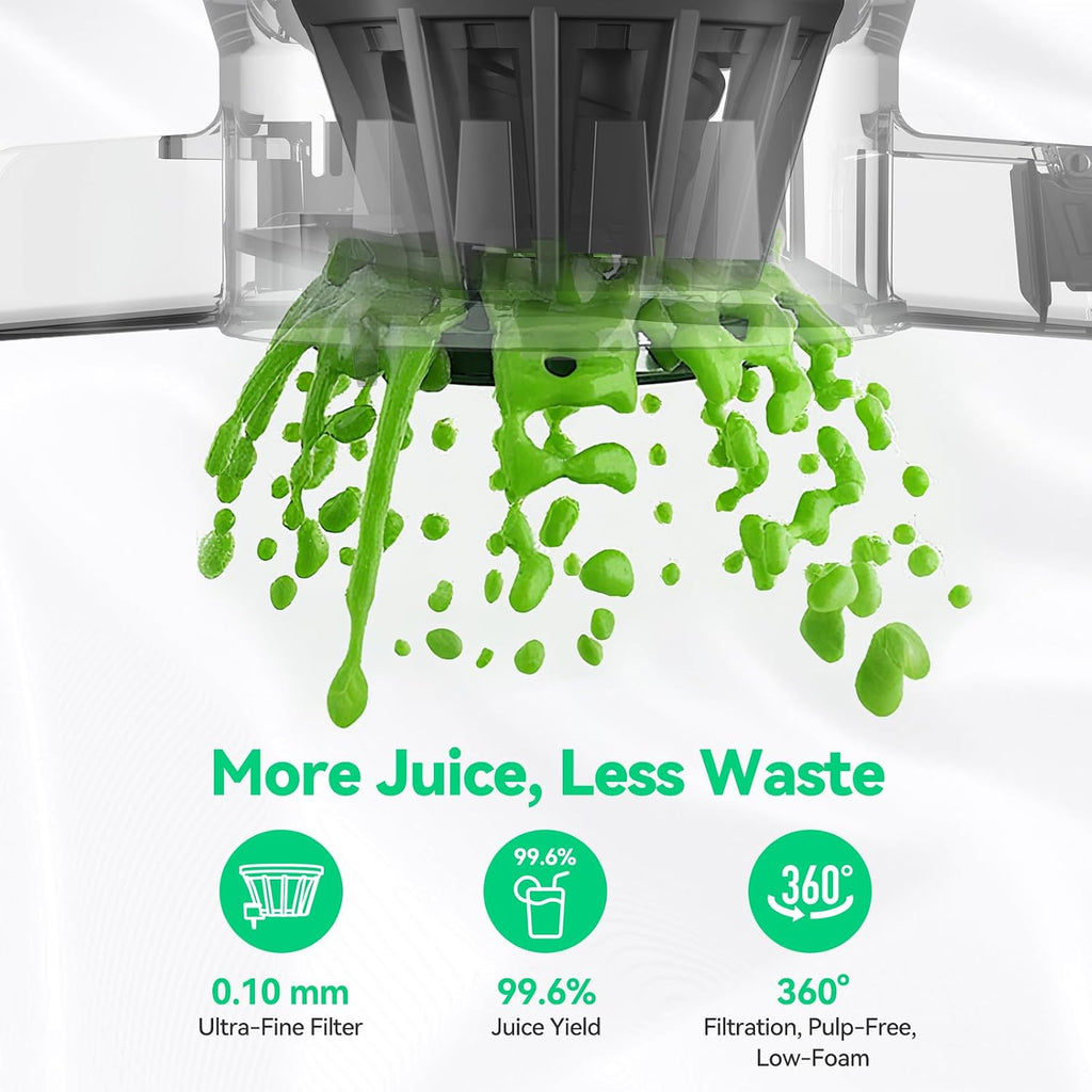 Cold Press Juicer, ORMEO HOME Masticating Juicer Machines with 5.5' Large Feed Chute Fit Whole Vegetables & Fruits, with Pulp Seperation 99.6% Juice Purity, Quiet Motor Easy to Clean BPA Free