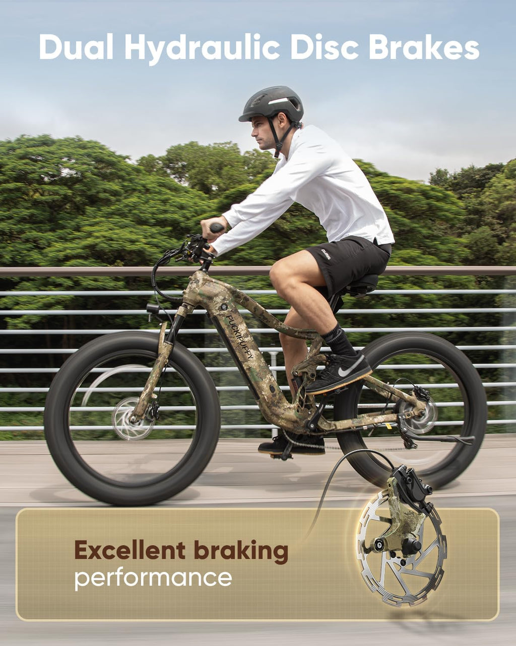 PUCKIPUPPY Boxer Electric Bike for Adults 960W, 48V 20AH Battery Ebike, Full Suspension 26' Fat Tire E Bike, 28MPH 80Miles Range Mountain Electric Bicycle, 7 Speed Hydraulic Disc Brakes