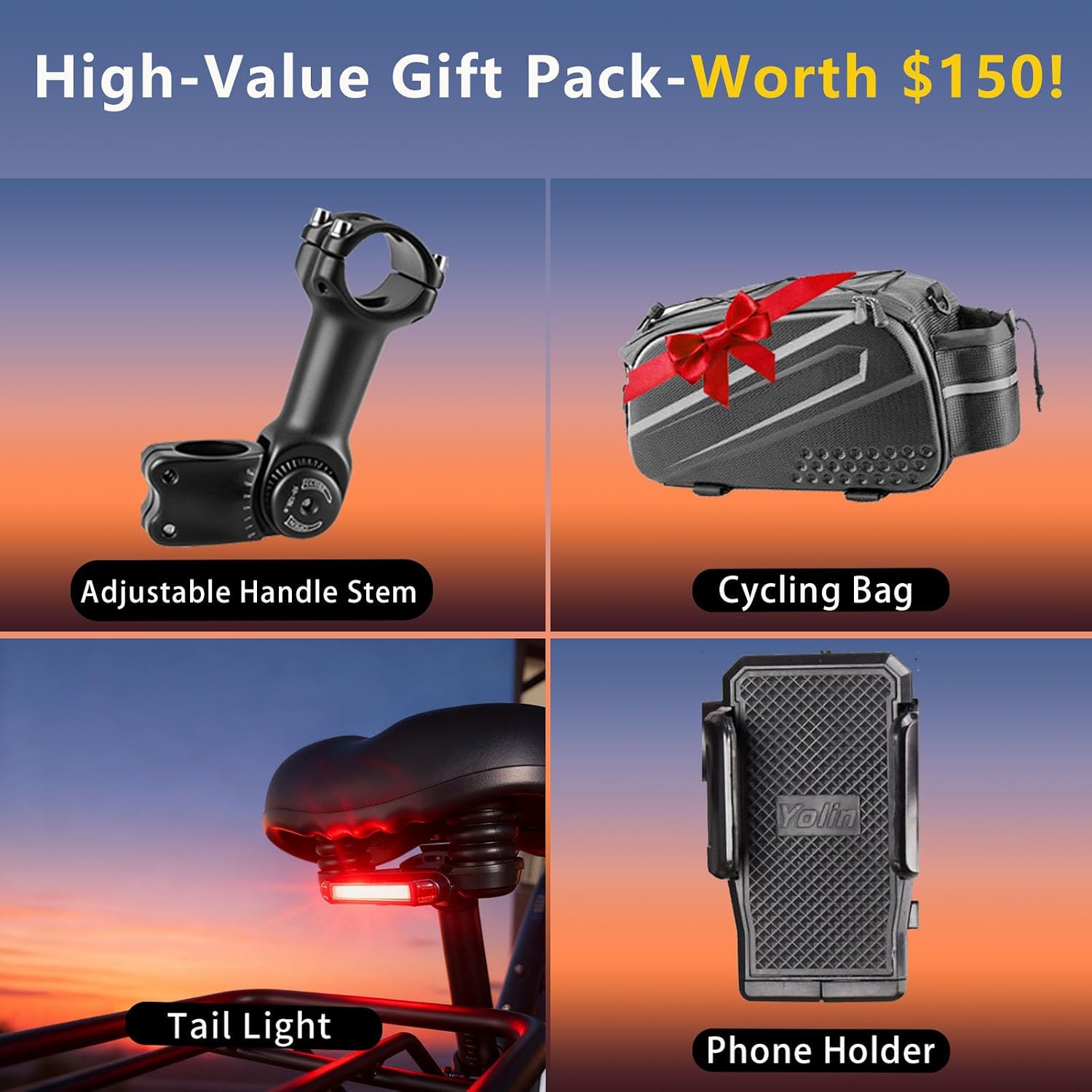 Dual Motor Ebike for Adults, Peak 9000W 52V 34AH Battery, 46MPH Fast Electric Bike for Adults, Up to 105Miles, Hydraulic Disc Brake, Full Suspension, 24' Electric Bicycle for Snow All Terrain
