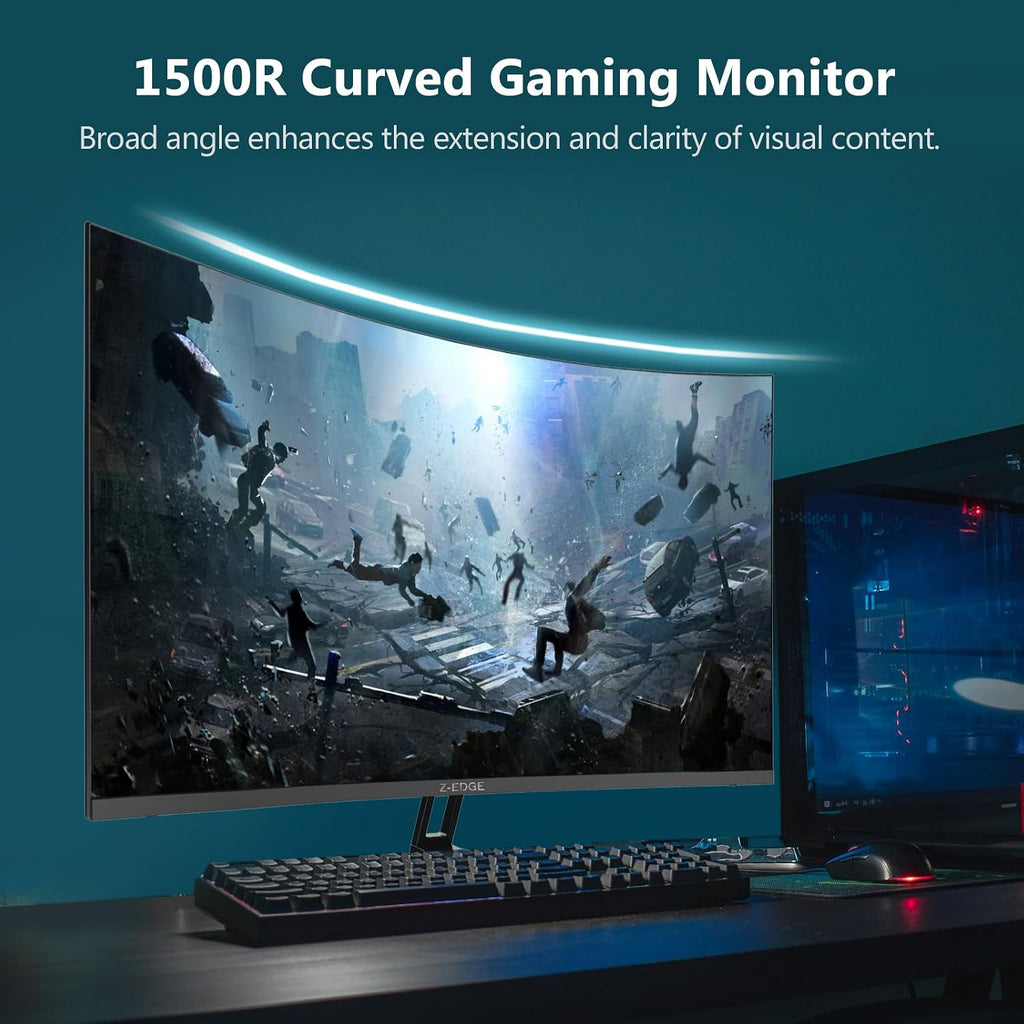 Z-Edge 32 inch Curved Gaming Monitor, QHD 1440P 180Hz 165Hz 144Hz Curved Monitor, 1500R Computer Monitor, MPRT 1ms Monitor, 16.7M Colors, 3000:1 Contrast, UG32 Ultra Slim Bezel, DP x2, HDMI x2