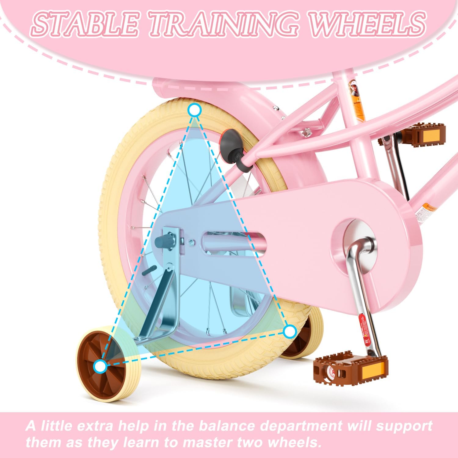 Glaf Toddler Girls Bike 12 14 16 20 Inch Girls Bike with Training Wheels Age 2-12 Years Old Bicycle Kids Bike with Basket and Doll Seat Adjustable Seat