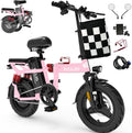 DDC SPORT Folding Electric Bike, Peak 800W Motor 25MPH,48V 14Ah Removable Battery 55Miles Ebike,14'' Lightweight Adults Electric Bicycles for Men/Women/Teens,Mini E-Bike,Full Suspension