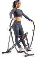 Sunny Health & Fitness Row-N-Ride Squat Machines, Adjustable Resistance and Seating/Handle for Home Glutes Training, SunnyFit App Access Included