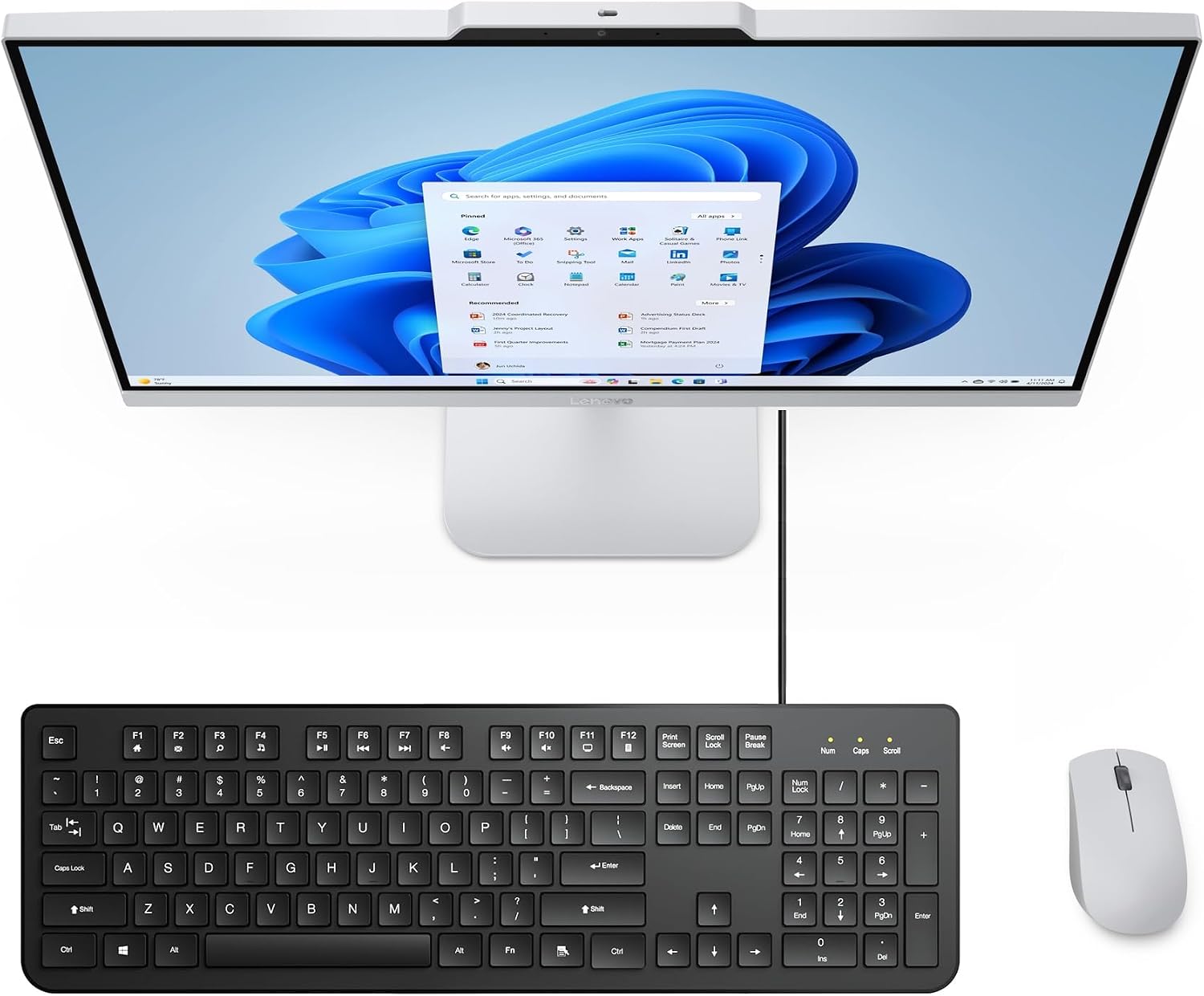 Lenovo 24' IdeaCentre All-in-One Desktop Computer, Intel 8-Core i3-N305, 16GB DDR4, 512GB PCIe SSD, 23.8' FHD IPS Display Home Office PC, WiFi 6, Office 365, Keyboard & Mouse, Windows 11, Cloud Grey