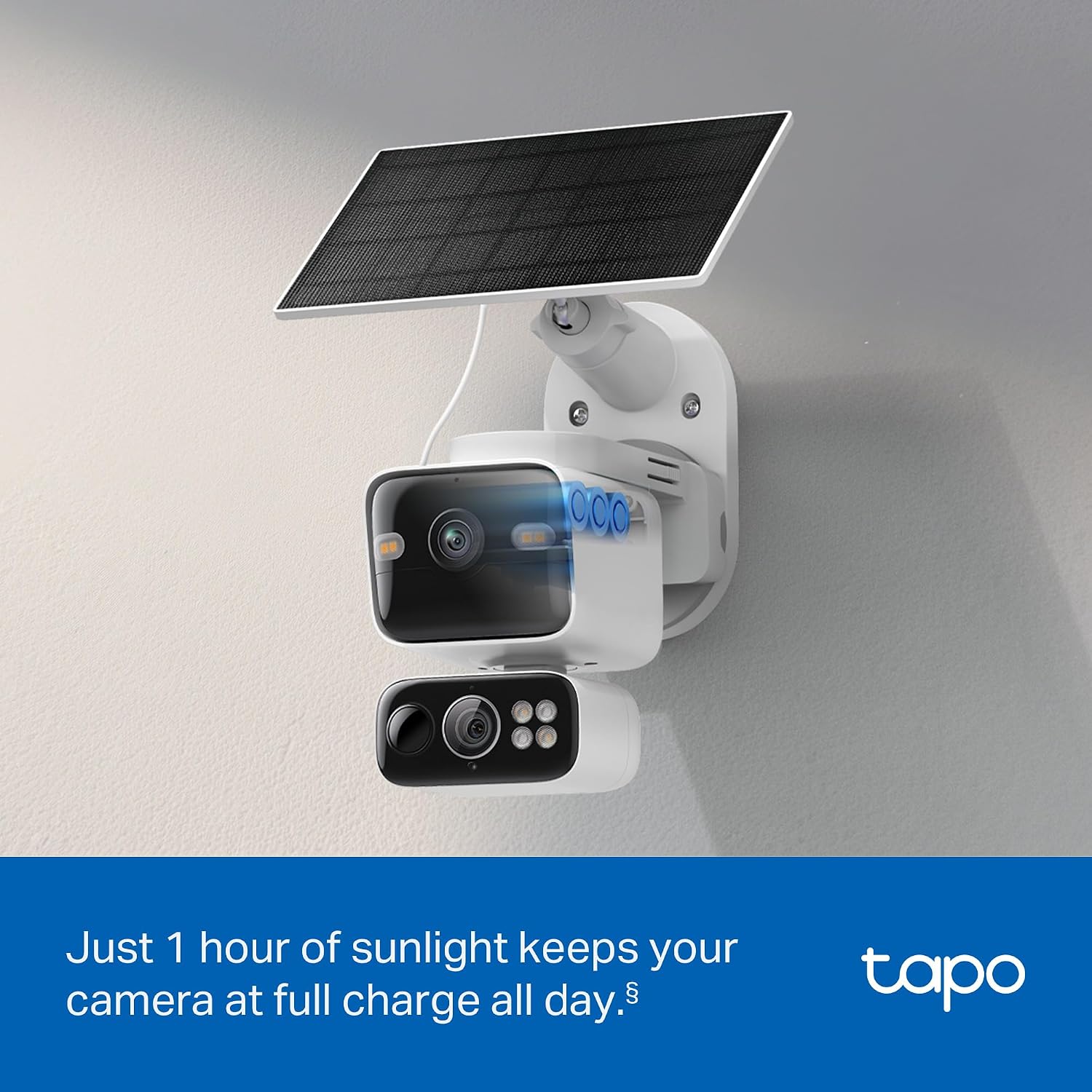 Tapo 2K Dual Lens Pan/Tilt Security Battery Camera Wireless w/Solar Panel, 165° Wide-Angle + 6mm Telephoto, Free Person/Vehicle Detection, 360° Pan, SD/Cloud Storage, Works w/Alexa & Google, C645D KIT