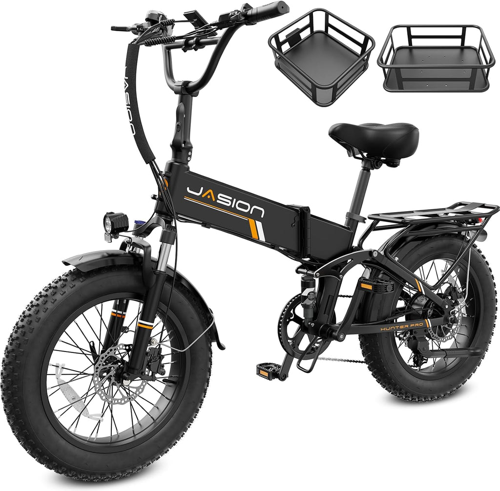 Jasion X Hunter PRO Electric Bike for Adults,1800W Peak 20''Fat Tire Foldable E Bikes,Folding Ebike Up to 80 Miles Range 30 MPH,720 WH Removable Battery,Certified by UL2849，X Hunter Upgrade