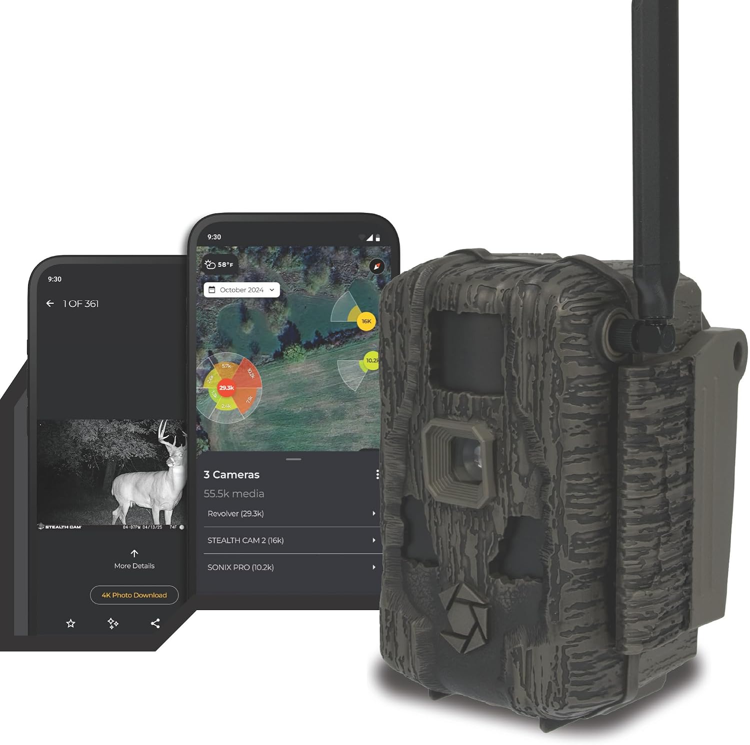 Stealth Cam Fusion™ MAX 3.0 Cellular Trail Camera 2-Pack – Auto Connect Dual Network – 1080P Video w/Audio – 100 ft Range – 0.4s Trigger – 32GB Memory – 16AA Battery – Command App