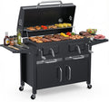 Bestfire 63' Oversized Charcoal BBQ Grill & Smoker, Large Outdoor Grill with 2 Individual Lifting Charcoal Trays, Cabinet-Style Charcoal Grills with Foldable Side Tables, 4 Wheels, Asadores de Carbon