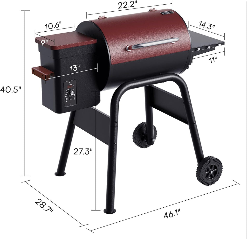Jocoevol Pellet Smoker Grill Wood Pellet grill Electric Bbq Grills for Outdoor with Auto Feed & Pid Temperature Control 180-425°F, 456 Sq.In Cook Area, 6-In-1 Bbq Grill & Rain Cover For Backyard