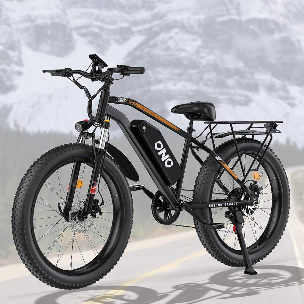 Adult Fat Tire Electric Bike 1500W Peak Motor - 48V 15Ah Fast Electric Mountain Bike, 28MPH & 60 Miles Long Range Ebike, 26' All Terrain E-Bike for Men Women with Lockable Suspension & 7 Speed Gears