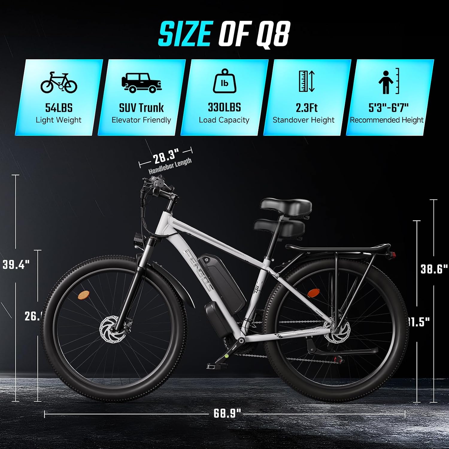 2000W Ebike for Adults, 80 Mile 32MPH Electric Mountain Bike, 48V 840WH Aluminum Electric Bicycle, 21-Speed Gears E Bike, Dual Disc Brakes with Brake Taillight, 27.5' Tire, Front Dual Suspension