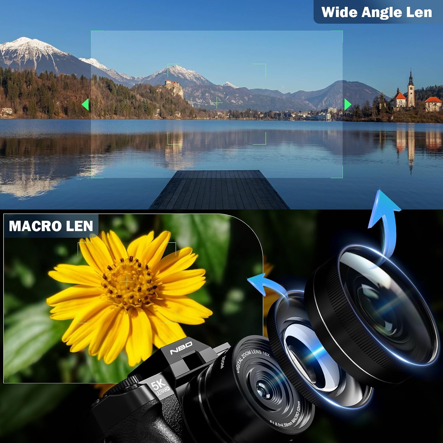 True 5K Digital Cameras for Photography 64MP - 16X Zoom, WiFi, with 64GB TF Card, Wide-Angle & Macro Lens, Autofocus & Anti-Shake, Vlogging Camera for YouTube Travel (Black)