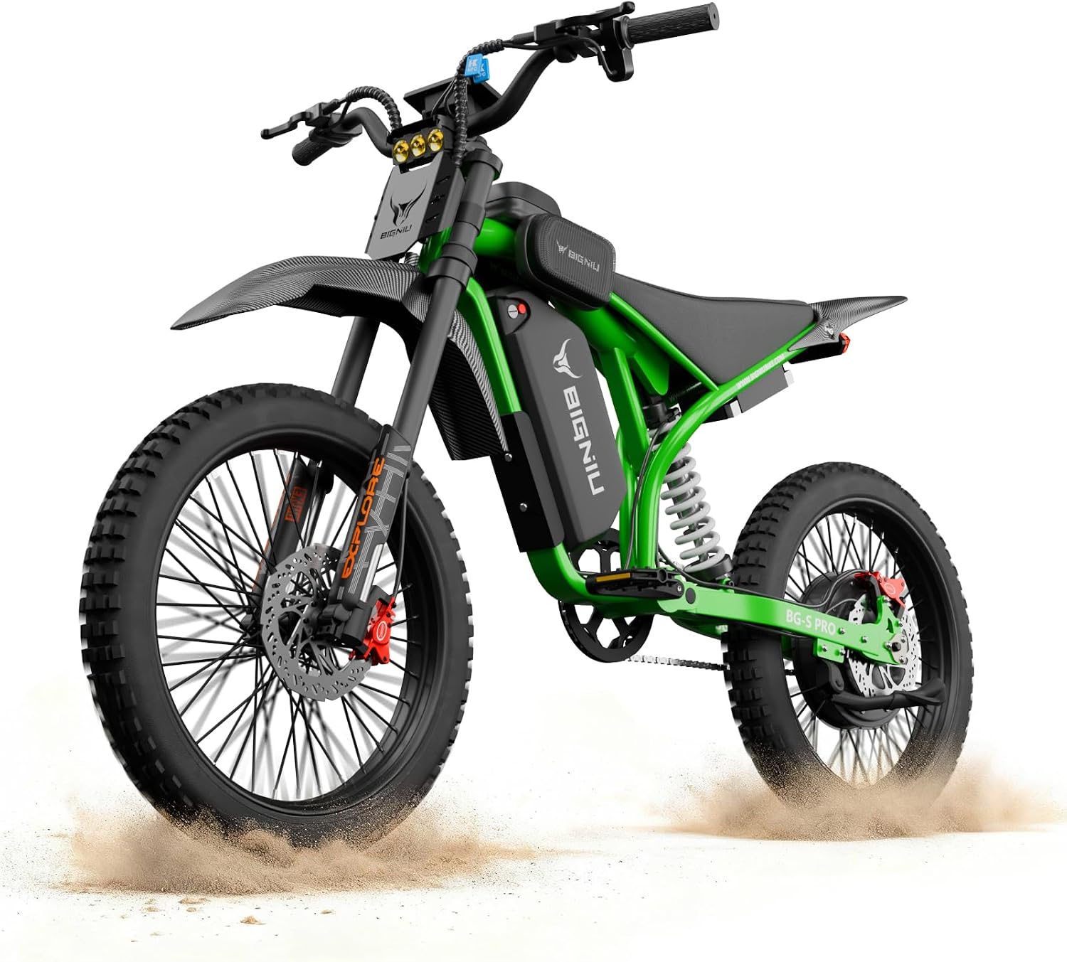 BIGNIU Electric Bike for Adults, Electric Dirt Bike with 3000W Peak Motor, 60V 32Ah Battery, 19x2.1 Fat Tires, Aluminum Electric Dirt Bike, E Bike for Teens, Off-Road Ebike and City Riding