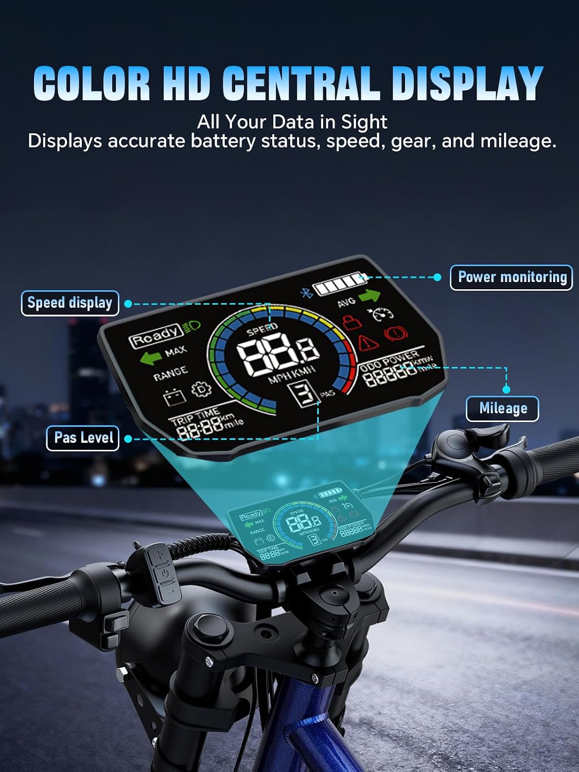 35 MPH Electric Bike for Adults, 3000W Peak Power Electric Motorcycle, 24' Fat Tire Electric Mountain Bike, 48V 20.8Ah Battery, All Terrain Ebike for Mountains, Beach, Snow, Sand