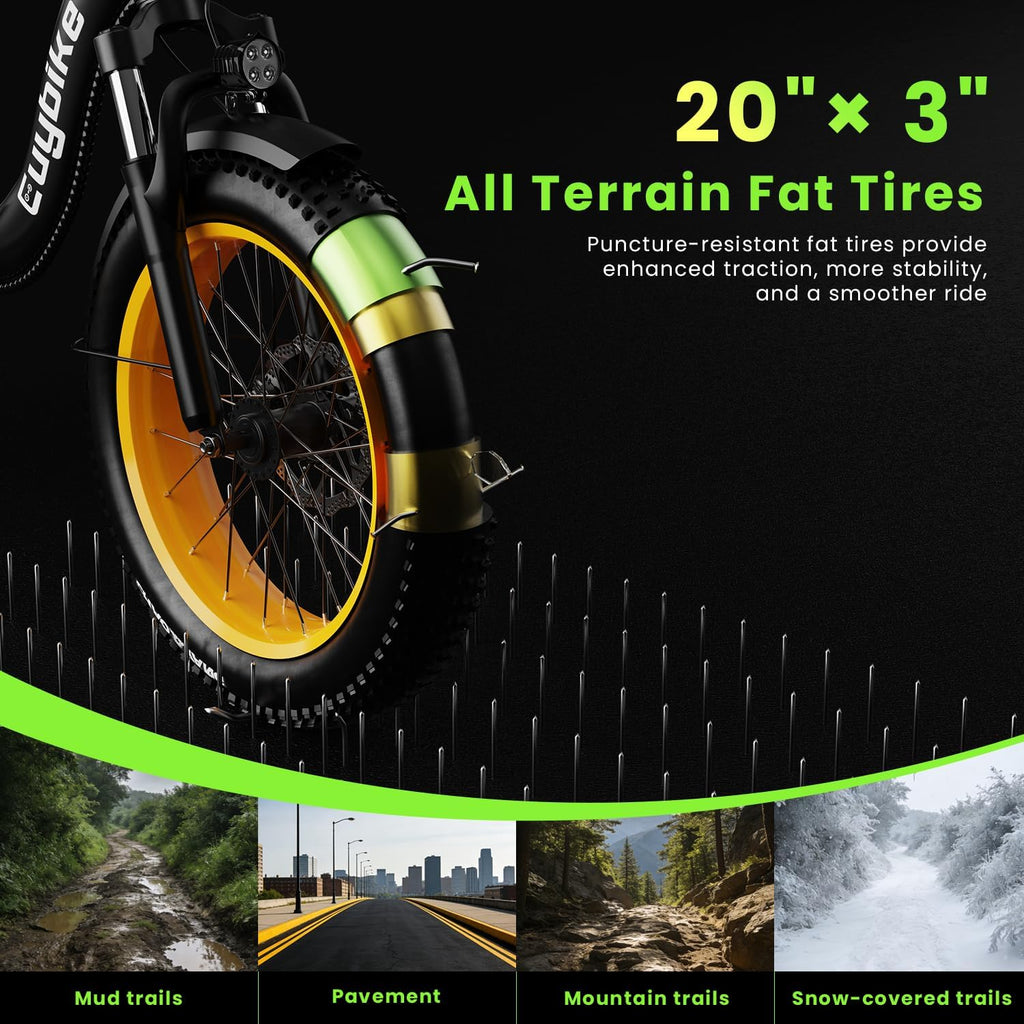 Folding Electric Bike for Adults and Seniors, 1000W Motor 48V 20AH Battery 30MPH 80 Miles, 20' Fat Tire All Terrain Ebike, 7-Speed Commuter E Bike, Step-Thru Electric Bicycle for Women and Teens