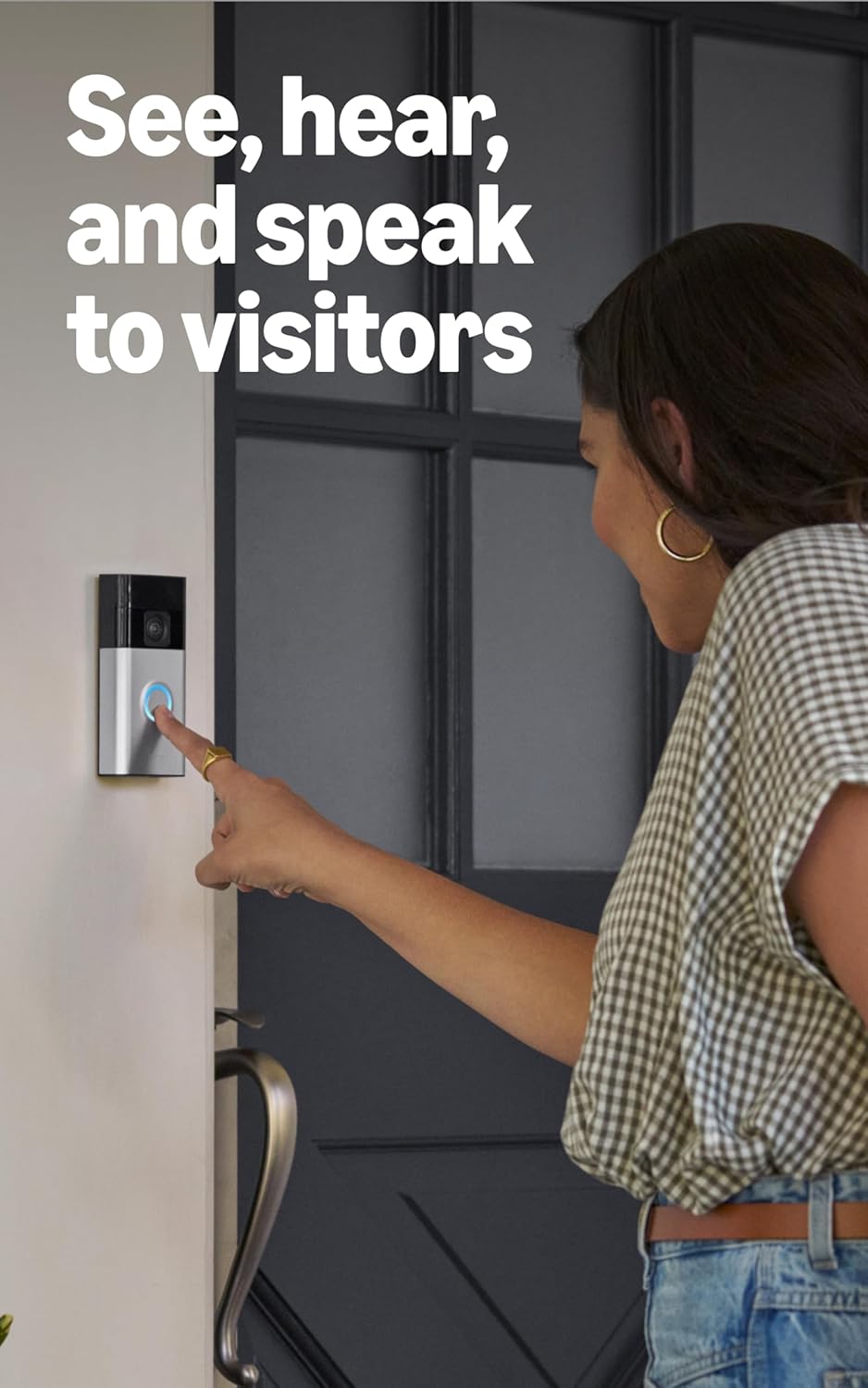 Ring Battery Doorbell, Solar, Head-to-Toe Video, Live View with Two-Way Talk, and Motion Detection & Alerts (2024 release), Satin Nickel