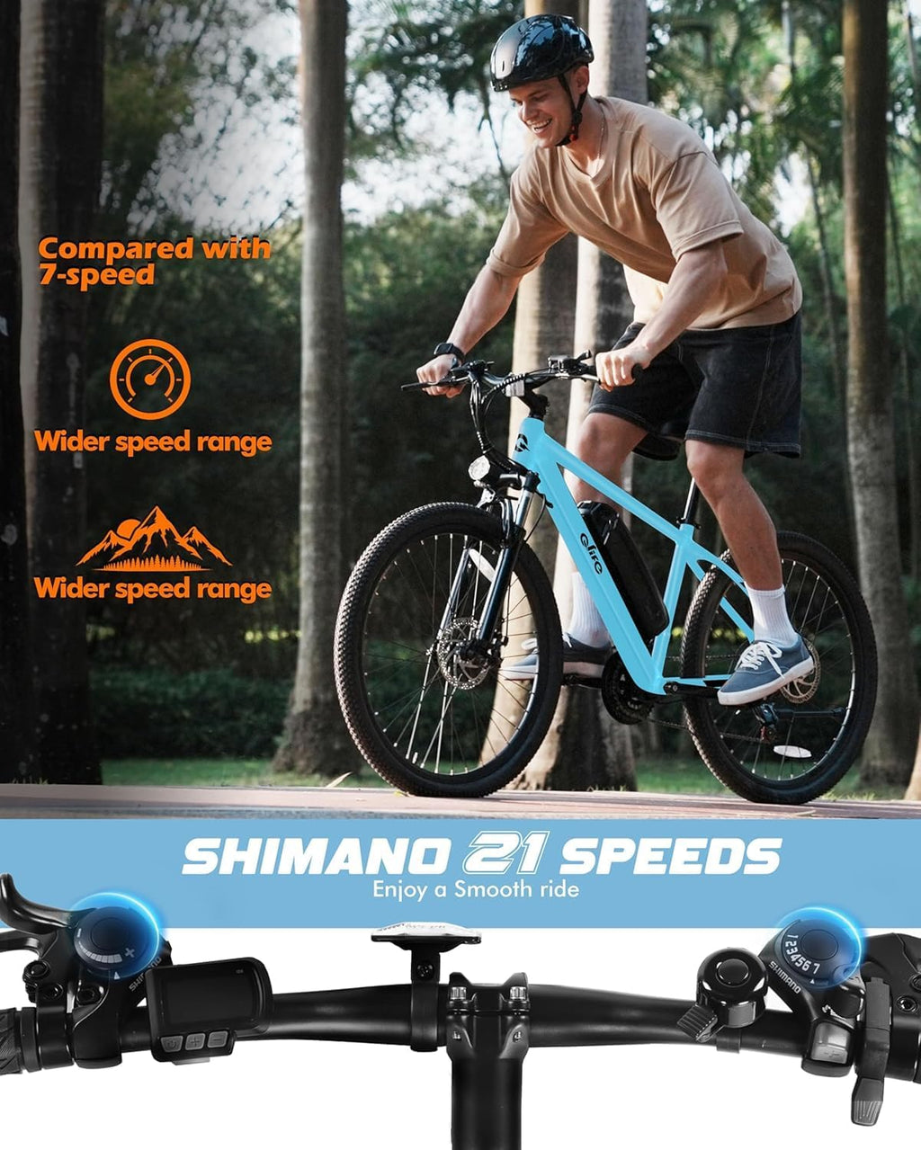 Qlife Racer Electric Bike for Adults - 21-Speed Mountain Lightweight Ebike with Peak 1000W/750W 25MPH/22MPH Brushless Motor, 375Wh Removable Battery, 26X2.1 Tire Step Over E-MTB, Up to 40 Miles