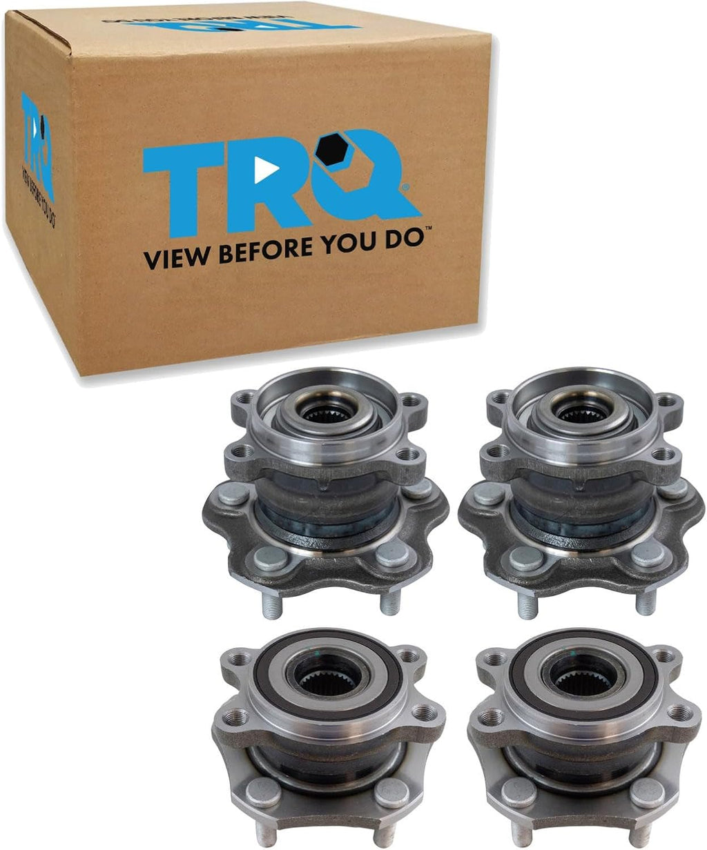 TRQ Front and Rear Wheel Bearing and Hub Assembly Set 4 Piece Compatible with 2014-2019 Nissan Rogue All Wheel Drive 2017-2022 Rogue Sport All Wheel Drive
