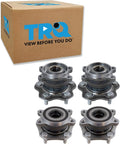 TRQ Front and Rear Wheel Bearing and Hub Assembly Set 4 Piece Compatible with 2014-2019 Nissan Rogue All Wheel Drive 2017-2022 Rogue Sport All Wheel Drive